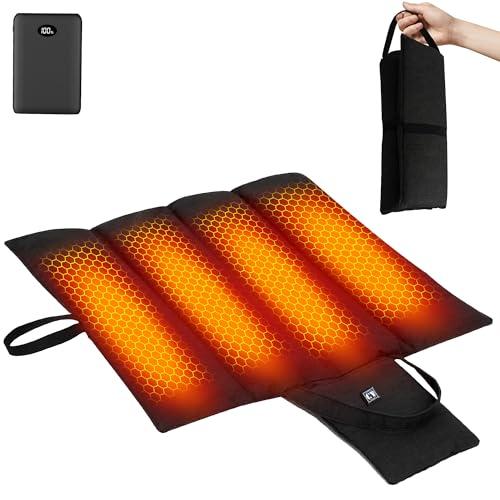 10000mAh Heated Seat Cushion Battery Operated - Foldable Portable USB Rechargeable Heating Seat Cushion for Office, Bleacher, Stadium