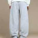 SOLY HUX Men's Athletic Sweatpants 2 Packs Drawstring Elastic Waist Wide Leg Baggy Sports Pants (Black, L)