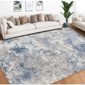 Area Rug Living Room Rugs: 4x6 Indoor Soft Fluffy Rug Abstract Carpet for Bedroom Kitchen Dining Room Floor Washable Plush Throw Large Accent Rug Home Office Nursery Decor - Gray/Blue