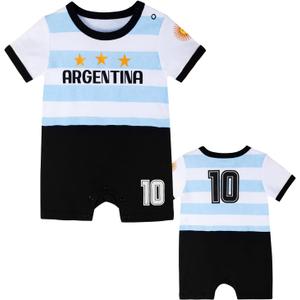 Cnins Toddlers Soccer Jersey for Baby Boys #10 Argentina Football Baby Shirt Romper for Infant Girls (CN-ATR,18-24M)