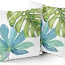 aportt Green Tropical Leaf Pillow Covers 16x16 Inch Monstera Palm Leaves Couch Pillow Cases Botanical Plant Summer Throw Pillows Set of 2 Home Decor for Living Room Bedroom Bed Cushion Outdoor