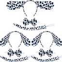 Coopay 9/120 Pieces Halloween Dalmatian Costume Set Puppy Dog Ears Headband Kit for Cosplay Costume Party Decoration