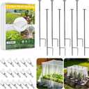Metal Garden Netting Kit, 8 Pack 2.7ft Sturdy Outdoor Raised Beds Garden Stake Netting Support with 10' 20' Durable Fine Insect Netting for Garden &16pcs Fixing Clips Plant Covers Set Pest Barrier