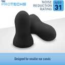 Flents Protechs Real Quiet Foam Ear Plugs for Small Ear Canals, Soft, Comfortable Hearing Protection for Sleep, Work, Travel & Loud Noise, NRR 31, Easy to Use, Black, 50 Pairs