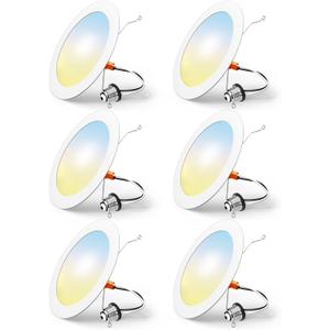 FREELICHT 6 Pack Retrofit LED Recessed Lighting 6 Inch, Selectable 2700K/3000K/4000K/5000K/6000K, Dimmable Flat LED Can Lights, 10W=110W, 1000LM, IC & Damp Rated, ETL & FCC, White