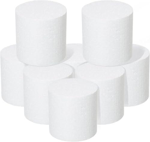 Crafare Round Foam Rounds 4x4 Inch Polystyrene Foam Circle Dummy Cake Set 7 Pack for Wedding Birthday Cakes Crafting, Modeling Art Project Displays