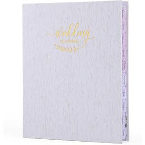 XKDOUS Linen Wedding Planner for Bride Wedding Planning Book and Organizer 10" x 12.4" Hardcover Binder with Pockets & Stickers, Engagement Gift for Newly Engaged Couples
