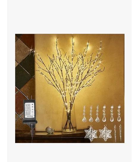 LITBLOOM Lighted Brown Willow Branches 200 Fairy Lights 32IN Plug in with Timer and Dimmer, Tree Branch with Lights for Home Holiday Christmas Decoration