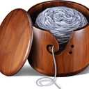 Foxyoo Yarn Bowl for Crocheting - 7x5in Large Wood Knitting Bowl with Lid, Crochet Accessories and Knitting Gadgets Supplies