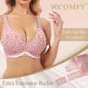 Jelly Wireless Bra Deep V Push Up Seamless T-Shirt Comfortable Plunge No Underwire Bras with Adjustable Straps Everyday Bras (Pink, XXL)