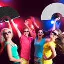 2 x OHOME Hand Fans for Women Foldable - Black Large Folding Rave Fan | Fans for Line Dancing - Nylon-Cloth Vintage Retro Fabric Festival Hand Held Fan, Stocking Stuffers for Women
