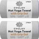 2 Pack Hot Yoga Towel with Grip DotStickyfiber Yoga Mat Towels Non Slip for Hot Yoga,Absorbent Microfiber Sweat Anti-Slip Cover, Bikram, Pilates, Exercise, Fitness (Gray)