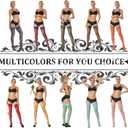 MERYLURE Thigh High Stockings Silicone Lace Top Stay Up Silk Semi Sheer Pantyhose for Women Hold Up Nylon Lingerie (Red)