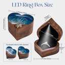 SAMAH Ocean Resin Heart LED Lighted Engagement Ring Box, Personalized Walnut Wooden Ring Box, Ring Display Box for Proposal, Wedding, Anniversary, Valentine's Day, Birthday, Christmas Gifts for Women