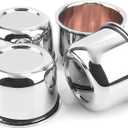 4Pcs 3.25inch Trailer Wheel Center Caps Push Through 3.25" Bore 2.32" Tall Hub Cap for Truck SUV RV Wheel Rim, Chrome Silver Wheel Cover