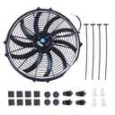 16" Electric Radiator Cooling Fan Mounting Kit, 12V Cooling Radiator Fan with 120W 1000 CFM Slim High Performance Universal (Black) (16 Inch-1PC)