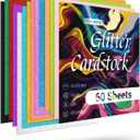 Glitter Cardstock Paper 12" x 12", 250gsm/92lb Glitter Paper 60 Sheets for Scrapbooking, Card Making, Craft Supplies