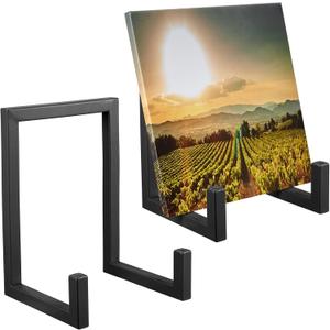 Sweetude 2 Pcs Large Plate Stands for Display Metal Frame Plate Holder Display Stand Decorative Table Top Easels for Picture, Book, Platter, Photo Easel (Black,6 Inch)