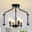 Glass Drum Black Semi Flush Mount Ceiling Light 16'' Modern Light Fixture
4-Light Kitchen Lighting Fixtures Ceiling Chandeliers for Dining Room Hallway Porch Bedroom Foyer Bathroom