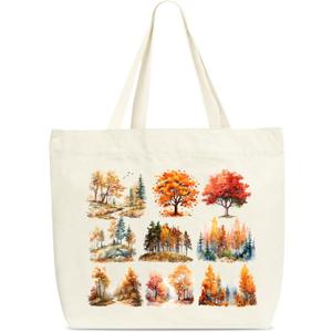 Fall Tote Bags, Autumn Maple Leaf Canvas Tote Bag, Fall Shoulder Bag, Autumn Holiday Gifts, Thanksgiving Gifts For Women Friends Teacher Mother Colleagues -B08