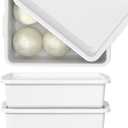 Morcte 3-Pack Commercial Dough Proofing Box Tray with 3 Lids, Commercial Bus Box with lid, White