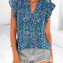 BTFBM Going Out Tops for Women Trendy 2026 Cap Sleeve V Neck Floral Blouses Dressy Casual Cute T Shirts Summer Fashion (M)