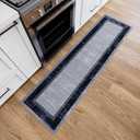 Ottomanson Runner Rug 1'10" x 7' Non Slip Rubber Backed Kitchen Rug for Sink Area, Hallway Carpet Runner, Low Pile Indoor Runner Rug for Laundry Room and Entryway, Border Gray/Navy