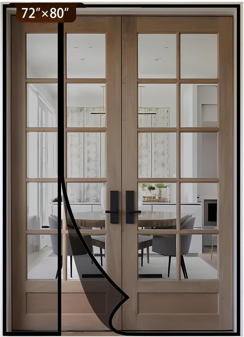 Reversible Side Opening Magnetic Screen Door for Sliding & French Doors,Upgraded PETG Mesh Anti-Tearing, Heavy Duty & Strong Magnetic, Pet and Kid Friendly - Screen Door 74"x82"