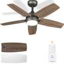 Ceiling Fan 36'' for Small Room: Modern Ceiling Fans with Light Remote Control - Reversible Quiet DC Motor Dimmable with 6 Speeds for Dorm Room Kids Bedroom(Bronze+Walnut)