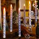 Baquler 6 Pcs Christmas Chinoiserie Flameless Candles 10.6 Inch Blue and White Battery Operated Led Candlesticks Chinoiserie Decor for Christmas Centerpiece Xmas Party Decor Holiday Gifts