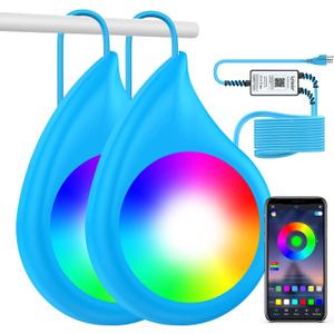 LyLmLe LED Pool Lights, 50W Double Light for Giant Pool with 26ft Cord for Each Light, 2000lm, 12V Smart Magnetic Lamp with APP Control, IP68 Waterproof Nicheless Lights for Inground Aboveground Pools