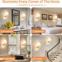 2 x Peel and Stick Wall Sconces, Stick On Wall Sconce Set of 2, Battery Operated Wireless Adhesive Wall Lights, Corn Bulb with 10000mAh Battery, Easy Install for Bedroom Living Room Wall Decor