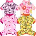 XPUDAC 4 Pack Dog Pajamas Soft Strechy Duck Pink Print Puppy Clothes for Small Medium Dogs Girl Boy Cat Apparel-2X-Large
