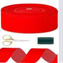 60 Yards Christmas Red Velvet Wired Ribbon 2.5 Inches Large Xmas Ribbon for Garland Wreath Tree Topper Bow Gift Wrapping for Xmas Indoor Decoration Party Gift Embellishment