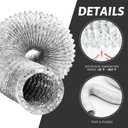 Zonon Dryer Vent Hose 3 Inch X 25 Feet Flexible Aluminum Foil Ducting Non Insulated with Stainless Steel Clamps and Aluminum Tape for Pipe, HVAC Heating Cooling Ventilation and Exhaust(Silver)