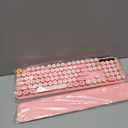 Wireless Keyboard and Mouse Combo - Round Keycaps, Full-Size Retro Typewriter Keyboard with Detachable Wrist Rest, Sleep Mode & Tilt Legs, 2.4GHz Cordless Connection for Mac/Windows/PC (Hot Pink)