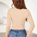 PRETTYGARDEN Womens Long Sleeve Shirts 2026 Fall Trendy Crewneck Slim Fit Asymmetrical Going Out Tops Ruched Tee Y2k Clothes (XL)