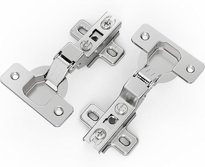 Chibery 2 Pack Inset Cabinet Hinges, Regular Standard Closing, Slide-on, Self-Closing, Frameless Concealed Euro 105 Degree Compact Hinges for Kitchen, Bathroom, Nickel Plated