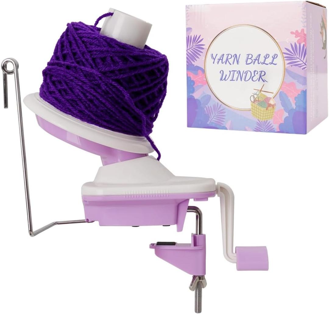 Yarn Winder, Yarn Ball Winder, Easy to Install Yarn Cake Winder Efficiently Make Neat 3.5 oz Yarn Cake, Sturdy ABS Yarn Winder for Crocheting with Lower Noise,The Helper for Knitting Enthusiast (Purple)