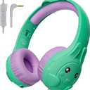ZIUMIER Kids Headphones, with Microphone, 80/90dB Volume Limiter, Audio Sharing Port, 3.5mm Wired Toddler Headphones for School Travel (Light Green)