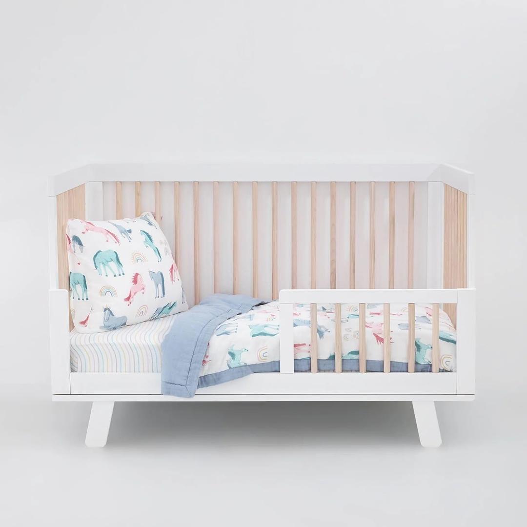 Little Unicorn Toddler Bedding 3-Piece Set | Includes Comforter, Crib Sheet & Pillowcase | Soft & Breathable Muslin Fabric | for Convertible Cribs & Toddler Beds (Unicorns)