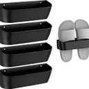Wall Mounted Shoe Rack 4-Pack with Sticky Strips, Plastic Shoe Holder & Storage Organizer for Door, Wall, RV | Hanging Shoe Organizer for Home