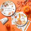 Thanksgiving Decorations Party Tableware, Fall Leaves Pumpkin Theme Thanksgiving Plates and Napkins Party Supplies Table Decorations, Paper Plate, Cup, Napkin, Disposable Cutlery, Serves 24