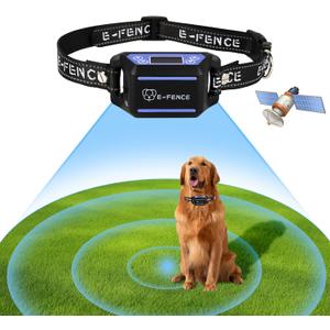 E-FENCE GPS Wireless Dog Collar Fence System,Electric Fence for Dogs,Adjustable Warning Strength,Pet Containment System, Outdoor Use Only (1PACK)