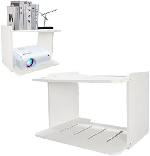 2-Be-Best Projector Shelf - Larger, Durable Design, 2 Layers Floating Wall Shelves for Projector, Router, Camera, TV Accessories, White