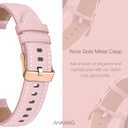 18mm Quick Release Leather Watch Band for Garmin Vivoactive 4s Forerunner 255s 265s Venu 3s Sq 2, Extended Spring Bar (Pink_Beige)