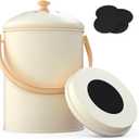 1.3 Gallon Compost Bin Kitchen Counter, Stainless Steel Odorless Indoor Compost Bin Includes 4 Pack Carbon Filters, Countertop Compost Bin with lid, Kitchen Compost Bucket with Bamboo Handles