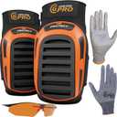 CARIB GEAR PRO USA Work Knee Pads for Men and Women Heavy Duty Double Gel Construction Knee Pads with Anti Slip Straps for Flooring Tiling Gardening Includes Leather Gloves and Safety Glasses 