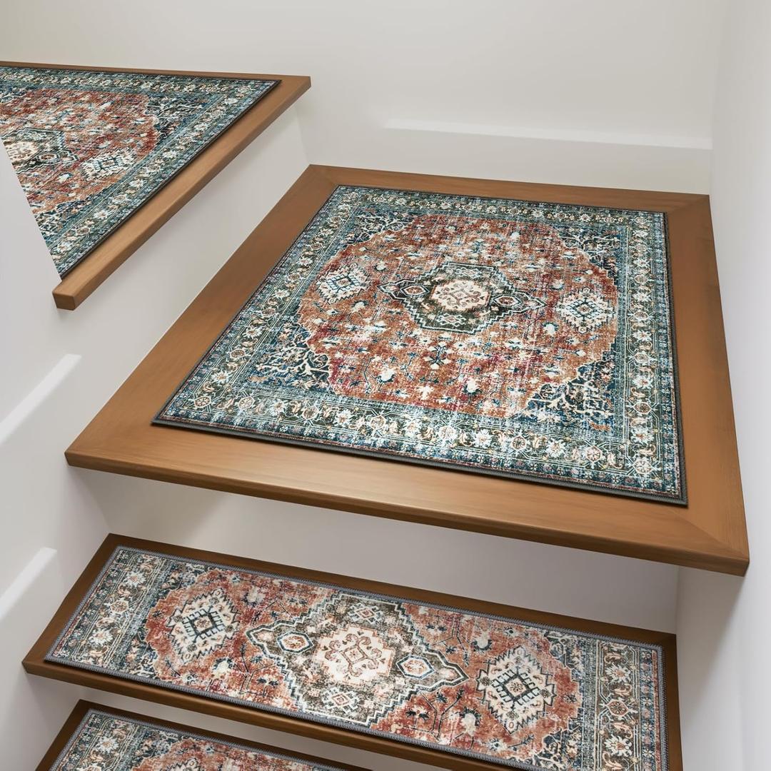 OJIA Non-Slip Stair Treads Matching Mat for Wooden Steps, Square Rubber Backing Anti-Slip Stair Carpet Landing Mat Stair Rugs 31x31 inch Carpet for Stairs, Red (2'7" x 2'7") OJIA Non-Slip Stair Treads Matching Mat for Wooden Steps, Square Rubber Backing Anti-Slip Stair Carpet Landing Mat Stair Rugs 31x31 inch Carpet for Stairs, Red (2'7" x 2'7")