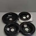 4 Pack Black Porcelain Burner Drip Pan By AMI PARTS - Replacement for Ge Hot-point Range Cooktop Includes 1 8-Inch and 3 6-Inch Drip Pans